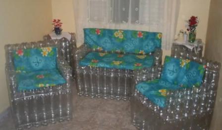sofa made of plastic bottles