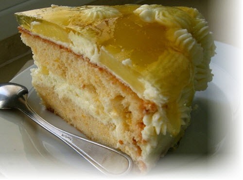 Caribbean cake with pineapple in jelly